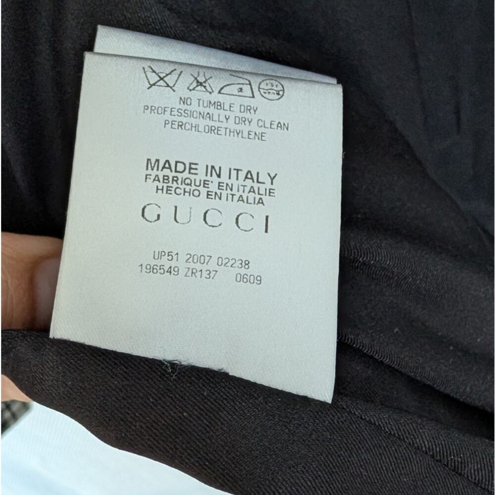 Gucci Double-breasted Long Coat Womens IT40/US 4 Authentic Checked 3/4 Sleeve - Picture 7 of 13